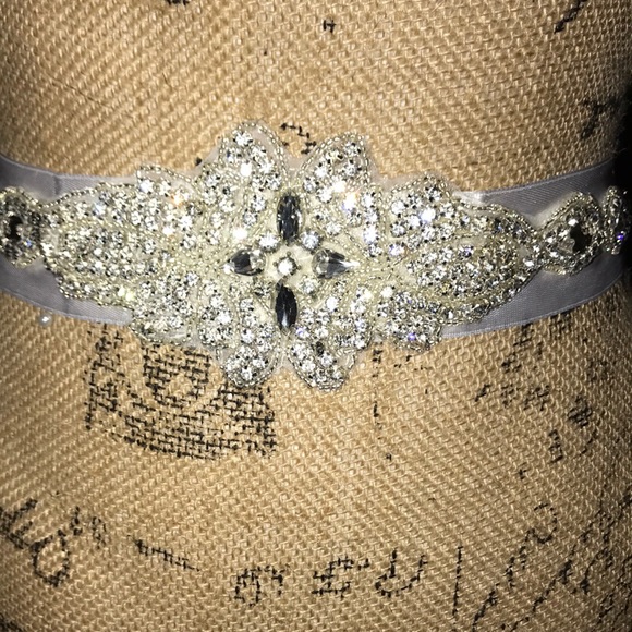 New Rhinestone Ribbon Bridal Sash